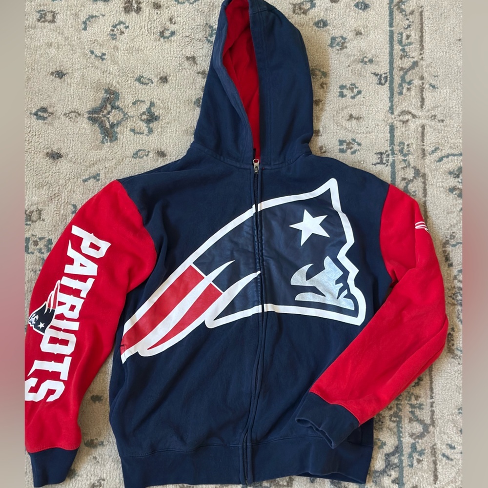 Navy and red New England Patriots zip up